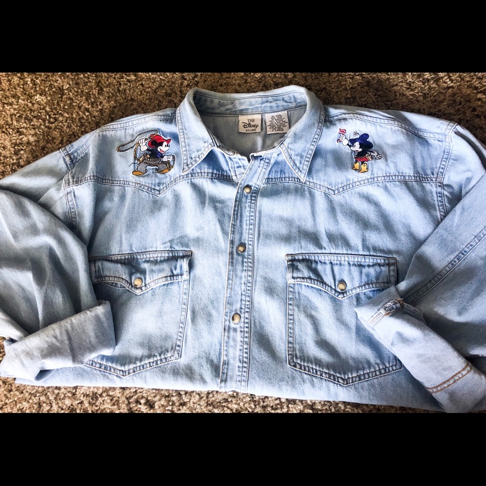 Disney Store denim button up shirt